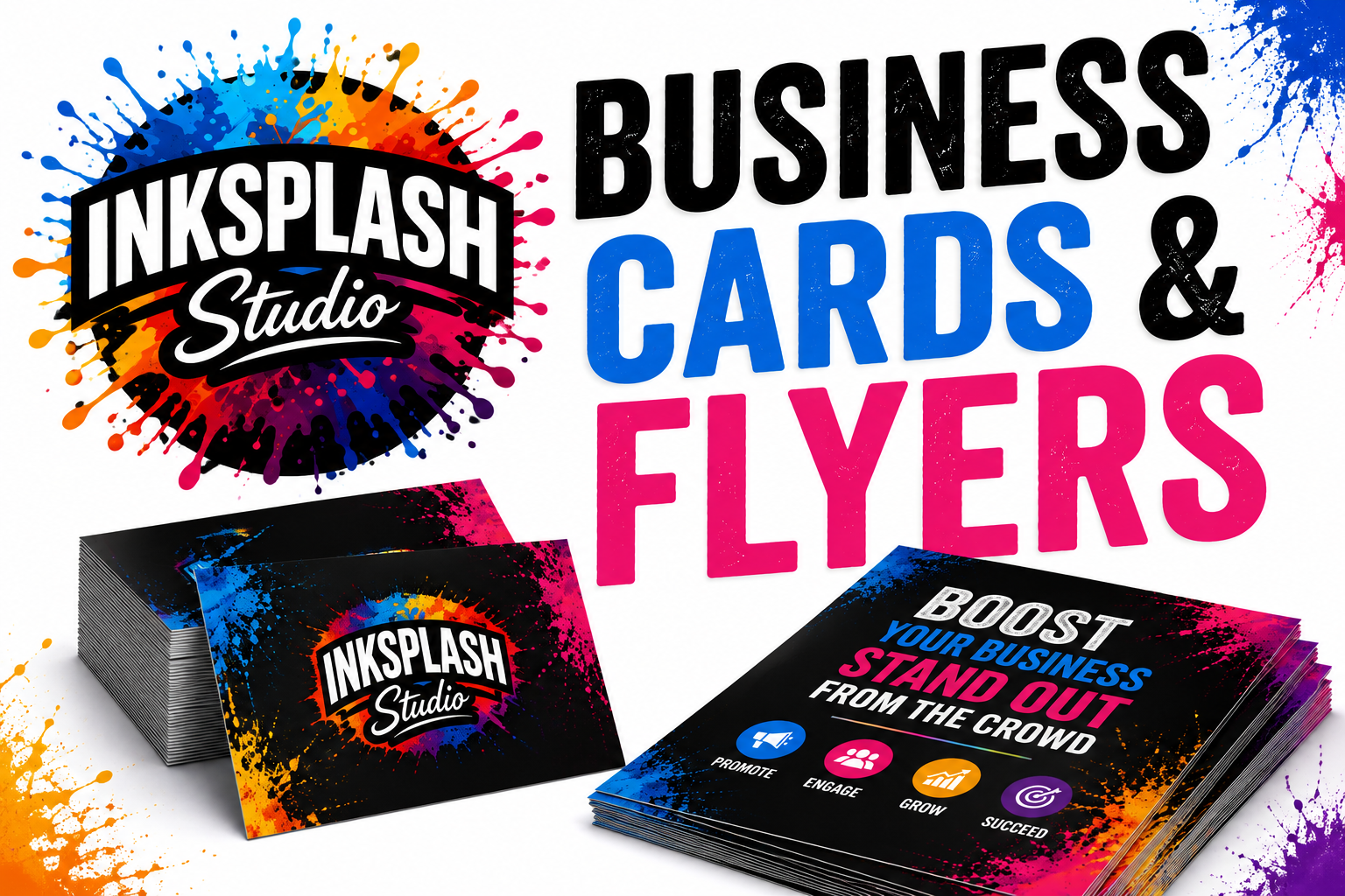 Custom printing including business cards, flyers, posters and bundles