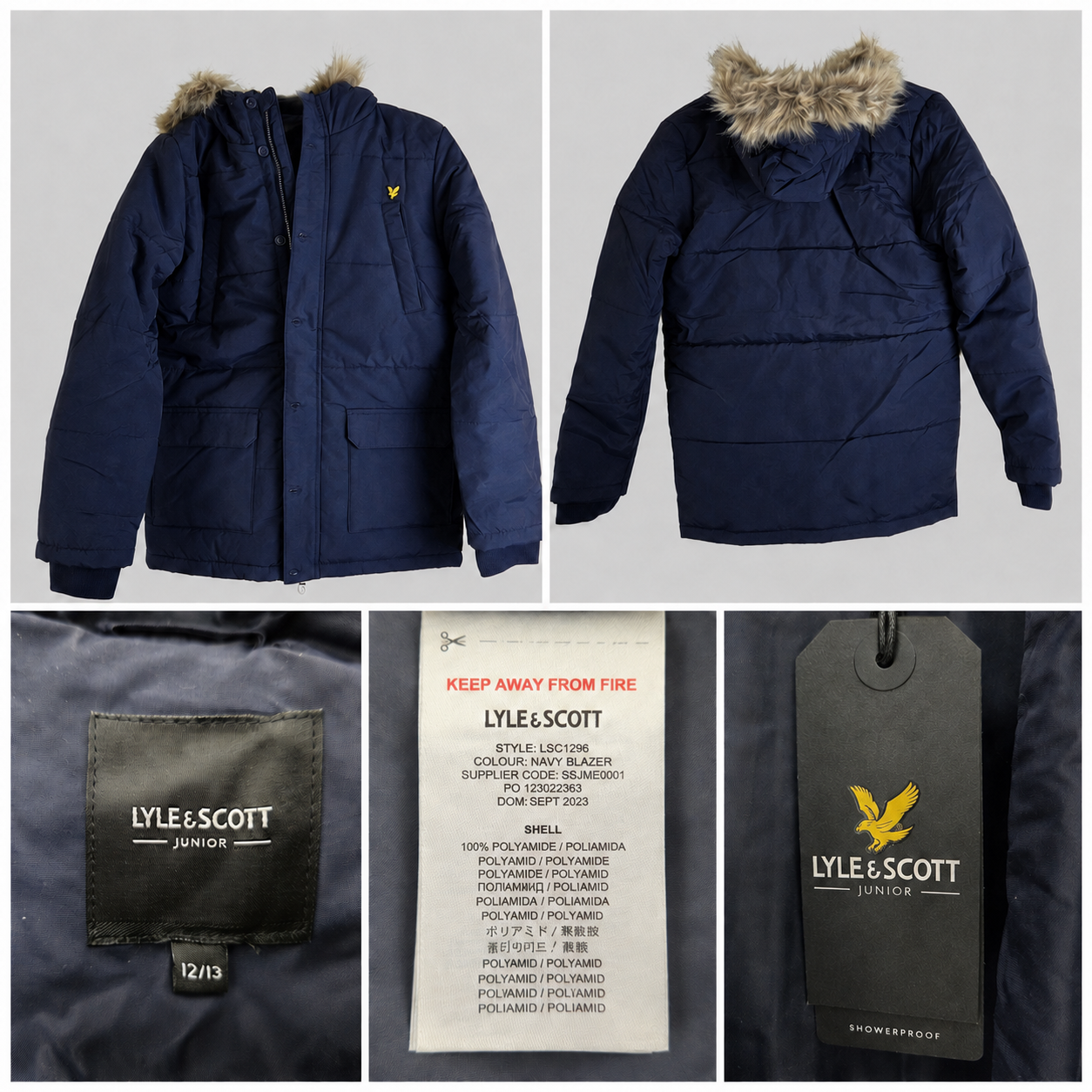 Lyle & Scott Junior Padded Parka Coat – Navy - Image 2